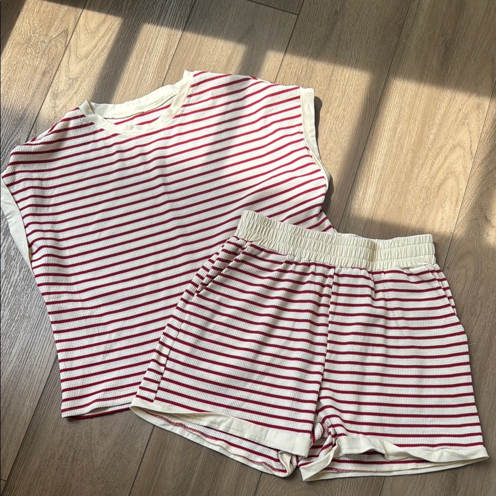 Amazon Striped Red and White Top and Shorts Set!
